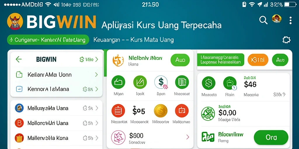 Tampilan antarmuka BIGWIN yang mudah digunakan untuk kurs mata uang.