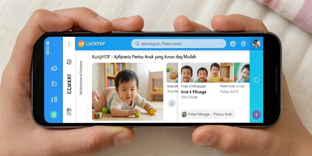 Antarmuka LUCKYDF yang sederhana dan informatif untuk Pantau Anak.