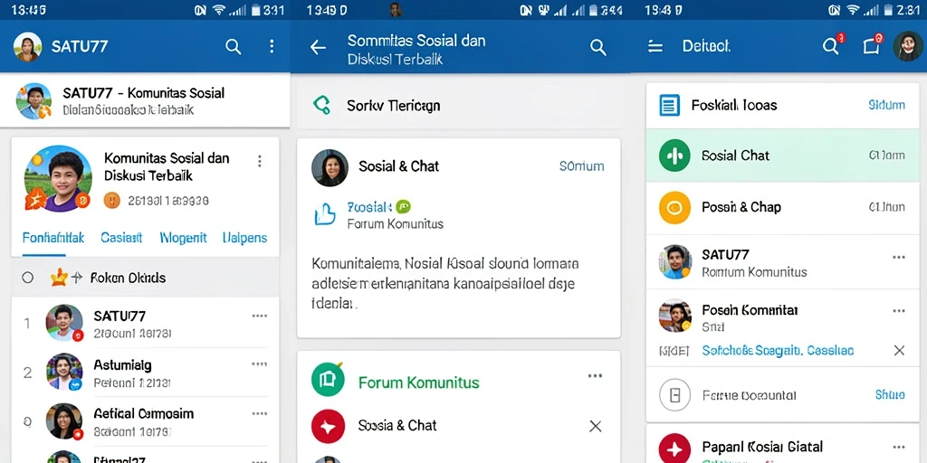 Antarmuka menarik aplikasi Forum Komunitas SATU77.