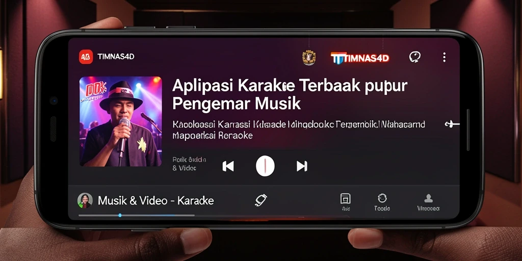 Antarmuka aplikasi TIMNAS4D dengan fitur karaoke yang menarik.