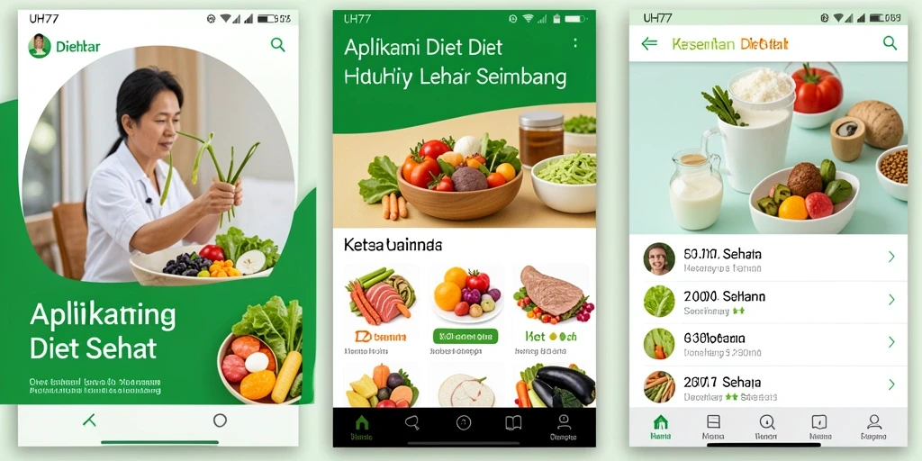 Tampilan antarmuka UH77 yang menarik dan informatif untuk diet sehat.